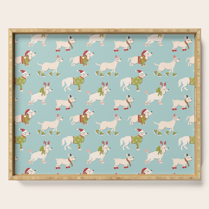 Retro Christmas - Winter Dogs Serving Tray Gallery Image 1
