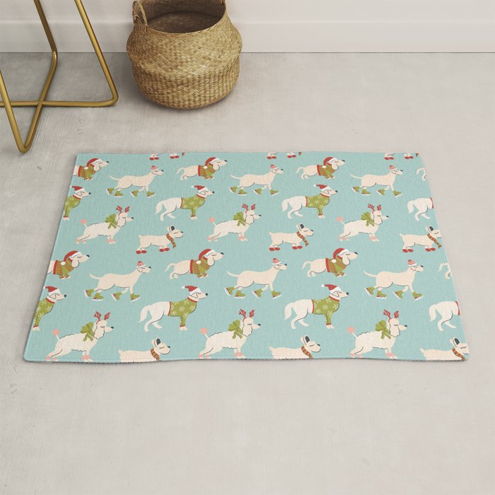 Retro Christmas - Winter Dogs Rug Gallery Image 1