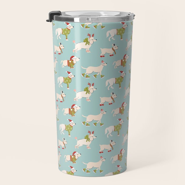 Retro Christmas - Winter Dogs Travel Mug Gallery Image 3