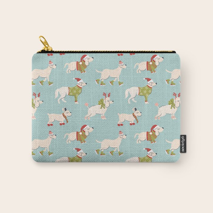 Retro Christmas - Winter Dogs Carry All Pouch Gallery Image 1