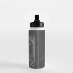Baseball Patent - Sports Fan Softball Baseball Art - Black Chalkboard Water Bottle Gallery Image 2