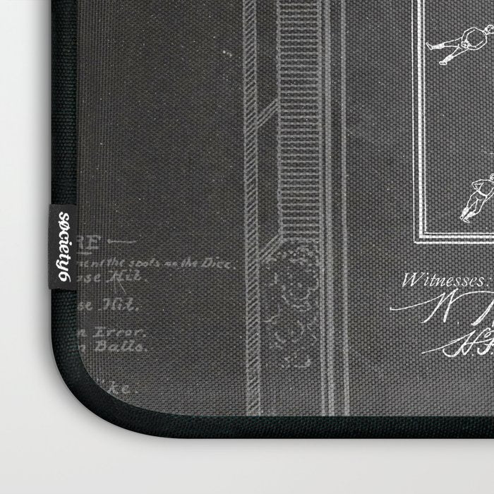 Baseball Patent - Sports Fan Softball Baseball Art - Black Chalkboard Laptop Sleeve Gallery Image 3