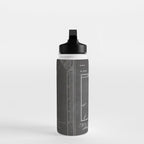 Baseball Patent - Sports Fan Softball Baseball Art - Black Chalkboard Water Bottle Gallery Image 3