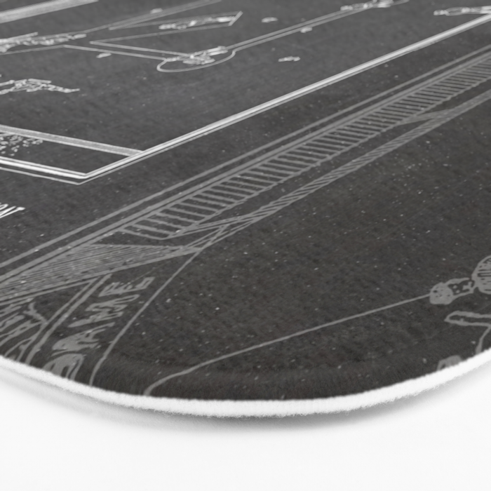 Baseball Patent - Sports Fan Softball Baseball Art - Black Chalkboard Bath Mat Gallery Image 3