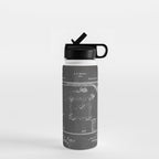 Baseball Patent - Sports Fan Softball Baseball Art - Black Chalkboard Water Bottle Gallery Image 1