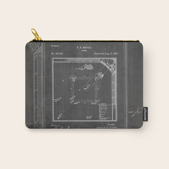 Baseball Patent - Sports Fan Softball Baseball Art - Black Chalkboard Carry All Pouch Gallery Image 1