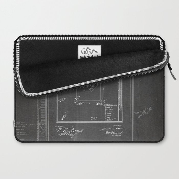 Baseball Patent - Sports Fan Softball Baseball Art - Black Chalkboard Laptop Sleeve Gallery Image 2