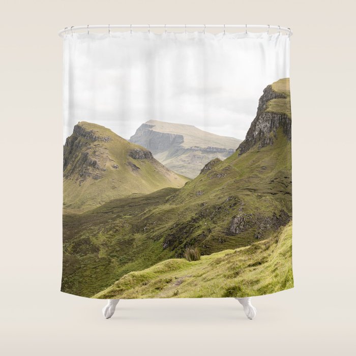 Quiraing Landscape | Nature Travel Photography Art Print | Isle of Skye in Scotland Shower Curtain Gallery Image 1