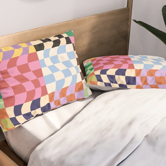 Colorful Checker Patchwork Pillow Sham Gallery Image 2