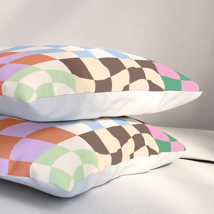 Colorful Checker Patchwork Pillow Sham Gallery Image 3