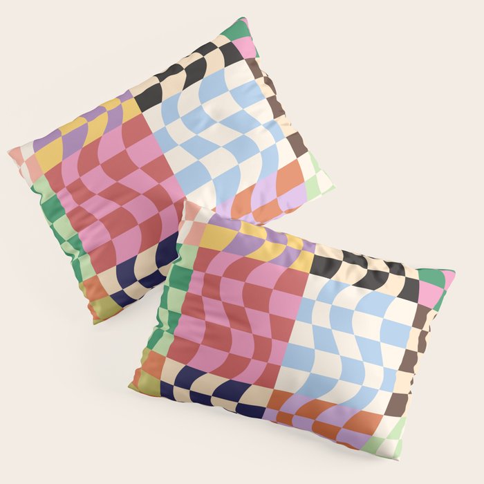 Colorful Checker Patchwork Pillow Sham Gallery Image 3