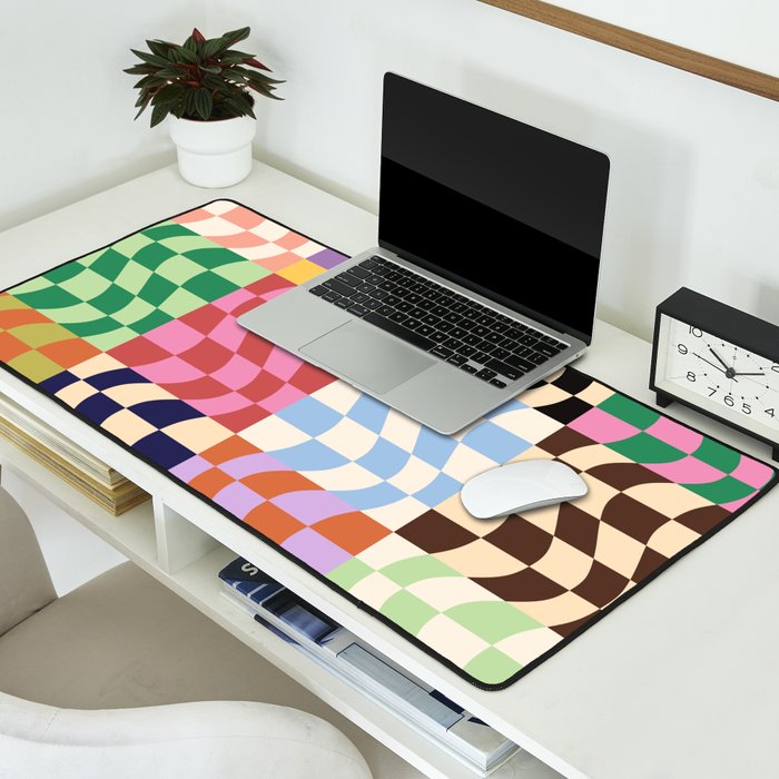 Colorful Checker Patchwork Desk Mat Gallery Image 2