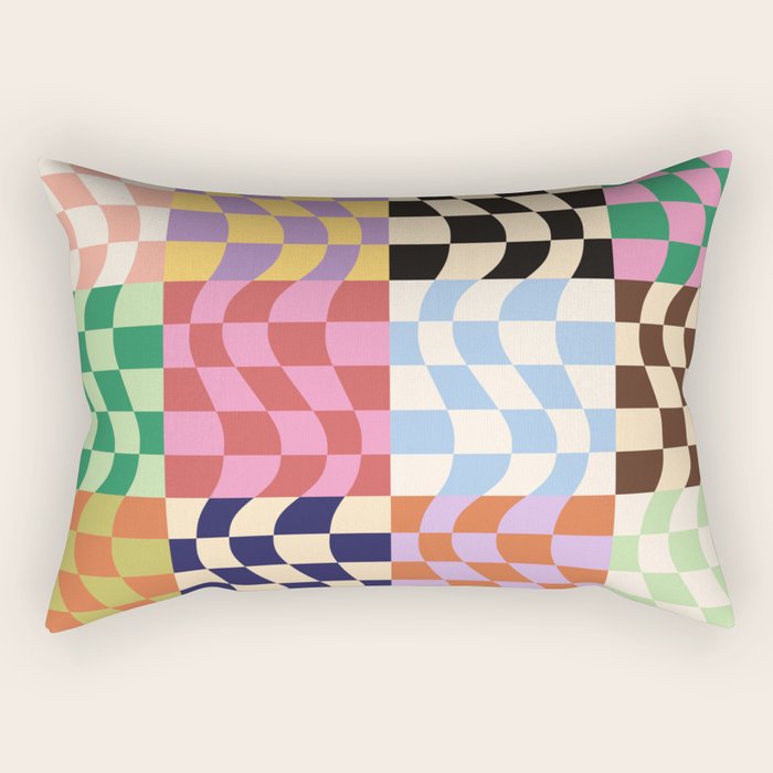 Colorful Checker Patchwork Rectangular Pillow Gallery Image 2