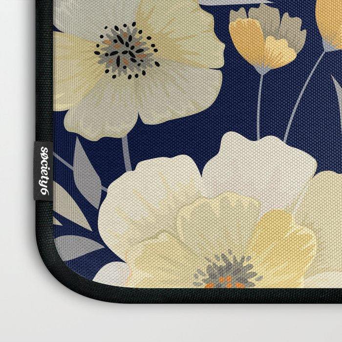 Modern, Boho, Floral Prints, Blue and Yellow Laptop Sleeve Gallery Image 3