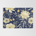 Modern, Boho, Floral Prints, Blue and Yellow Rug Gallery Image 2