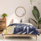 Modern, Boho, Floral Prints, Blue and Yellow Comforter Gallery Image 3