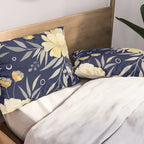 Modern, Boho, Floral Prints, Blue and Yellow Pillow Sham Gallery Image 2