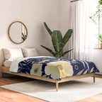 Modern, Boho, Floral Prints, Blue and Yellow Comforter Gallery Image 2