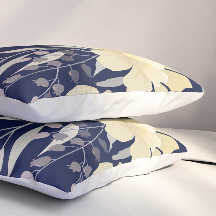 Modern, Boho, Floral Prints, Blue and Yellow Pillow Sham Gallery Image 3