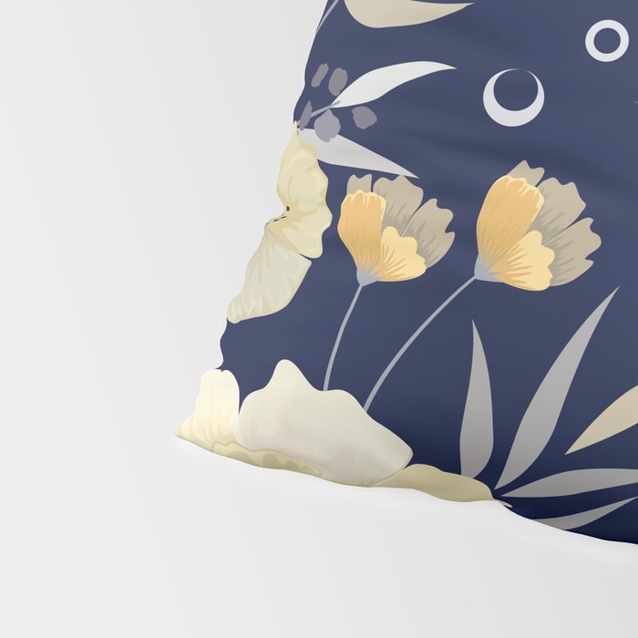 Modern, Boho, Floral Prints, Blue and Yellow Pillow Sham Gallery Image 4