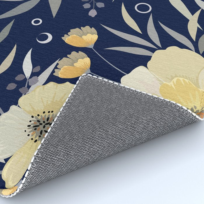 Modern, Boho, Floral Prints, Blue and Yellow Rug Gallery Image 4