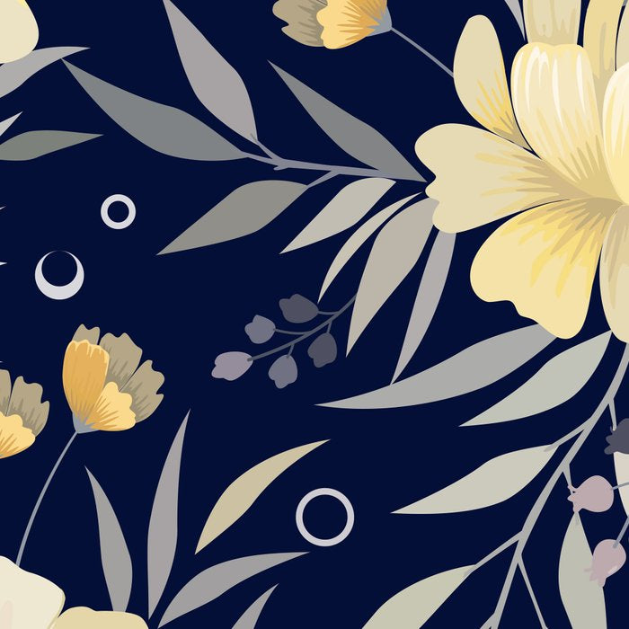 Modern, Boho, Floral Prints, Blue and Yellow Coffee Mug Gallery Image 2