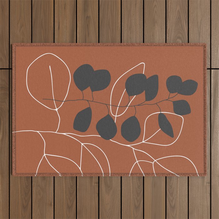 Minimalist Leaf Floral Outdoor Rug Gallery Image 1