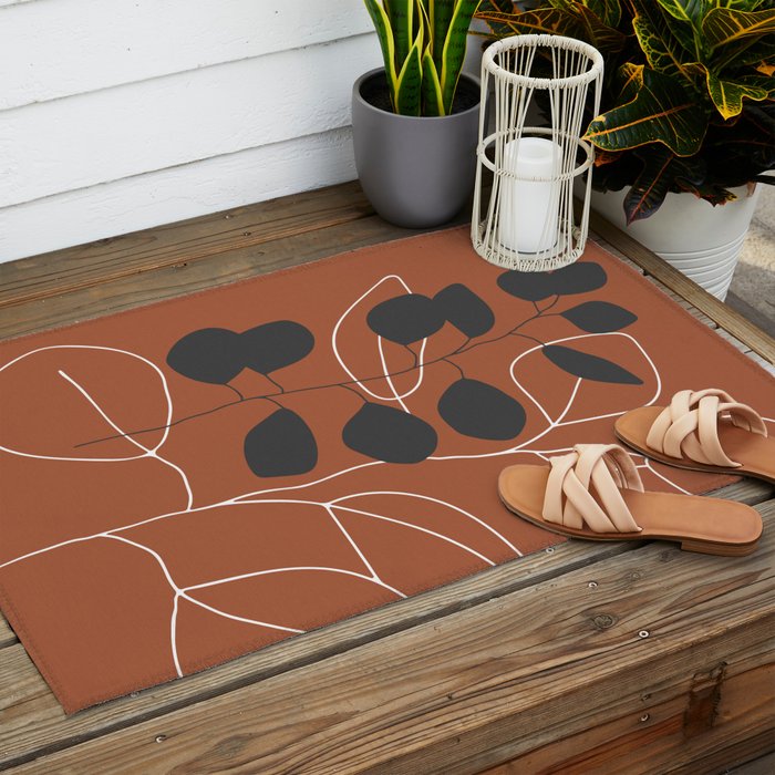 Minimalist Leaf Floral Outdoor Rug Gallery Image 2