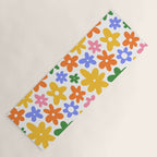 Colorful retro flower art pattern Yoga Mat Gallery Image 1