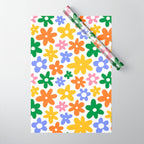 Colorful retro flower art pattern Wrapping Paper Gallery Image 1