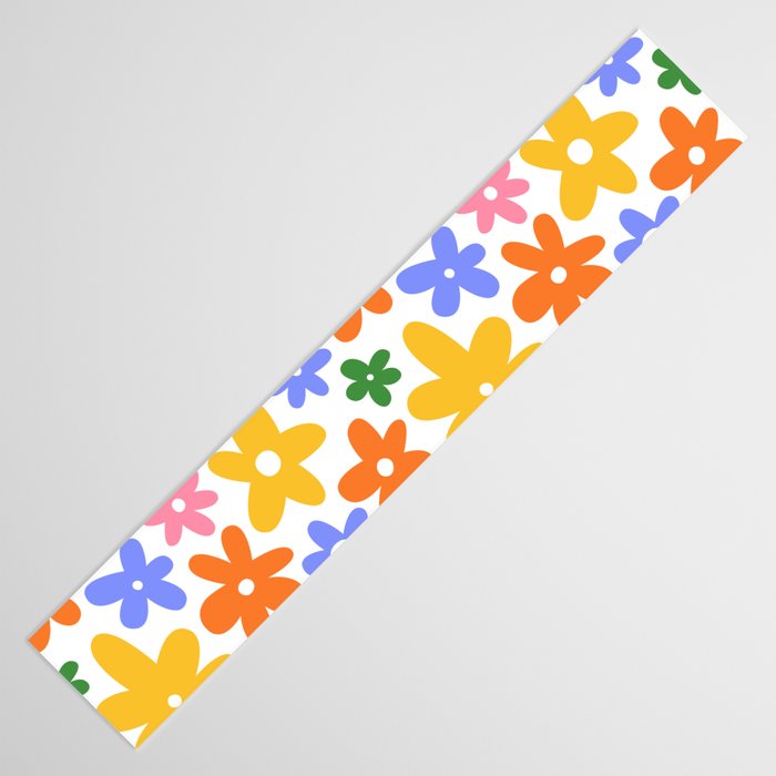 Colorful retro flower art pattern Table Runner Gallery Image 3