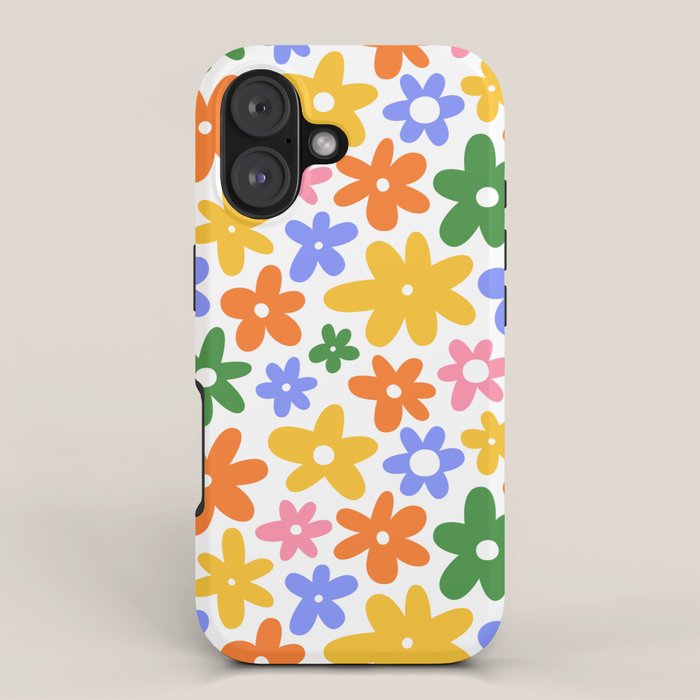 Colorful retro flower art pattern iPhone Case Gallery Image 1
