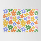 Colorful retro flower art pattern Rug Gallery Image 2