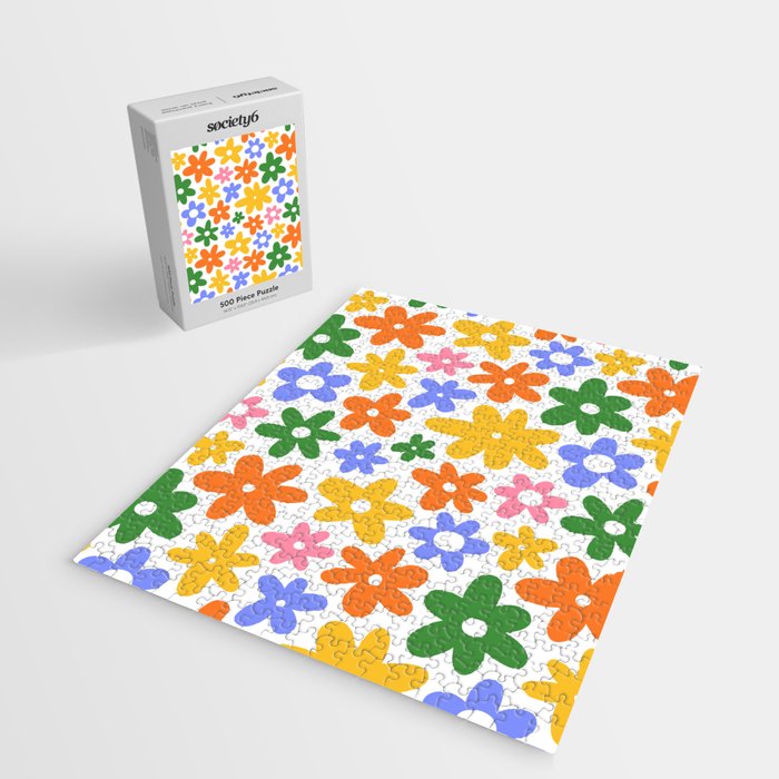 Colorful retro flower art pattern Jigsaw Puzzle Gallery Image 2
