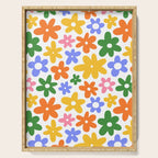 Colorful retro flower art pattern Serving Tray Gallery Image 1