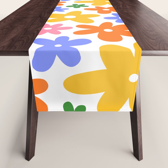 Colorful retro flower art pattern Table Runner Gallery Image 1