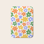 Colorful retro flower art pattern Bath Mat Gallery Image 1