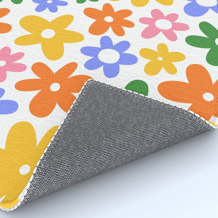 Colorful retro flower art pattern Rug Gallery Image 4