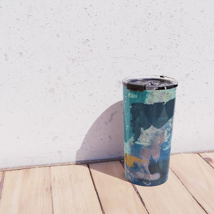 The Peace of Wild Things: a vibrant abstract piece in a variety of colors by Alyssa Hamilton Art Travel Mug Gallery Image 4