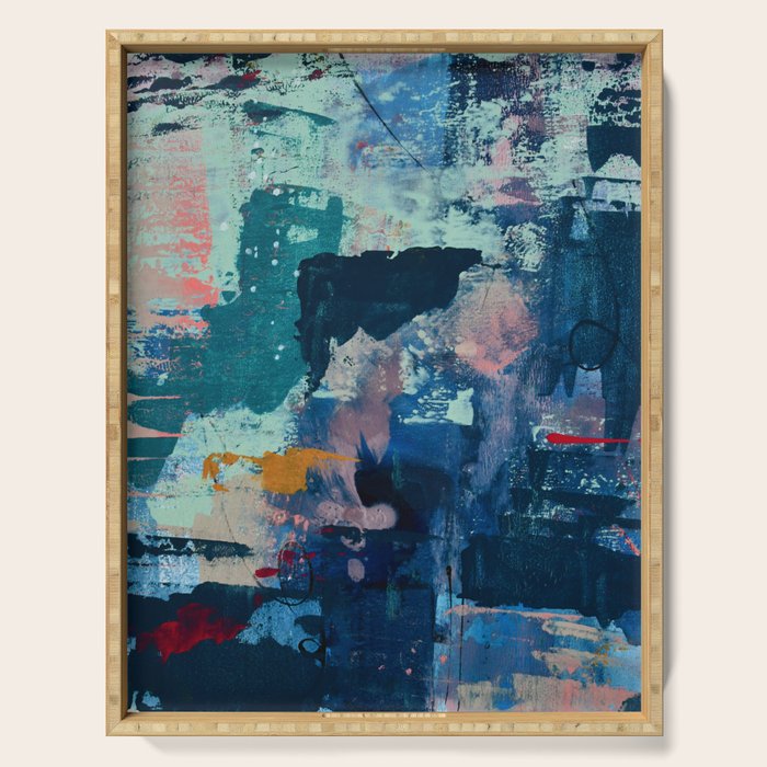 The Peace of Wild Things: a vibrant abstract piece in a variety of colors by Alyssa Hamilton Art Serving Tray Gallery Image 1