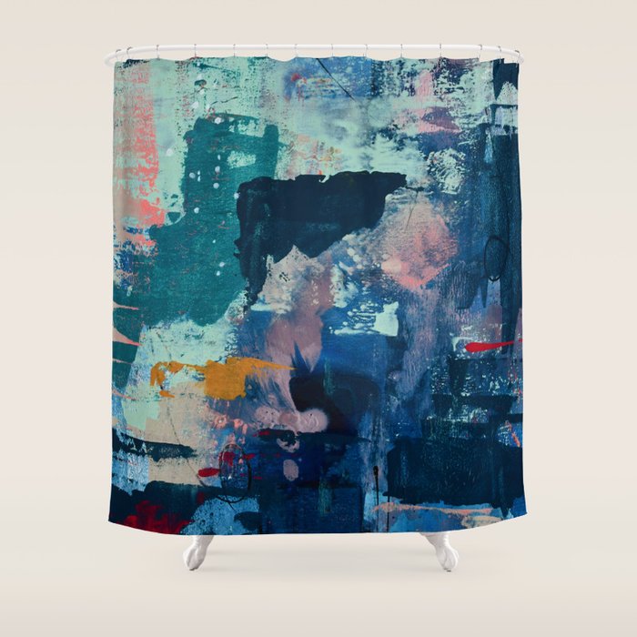 The Peace of Wild Things: a vibrant abstract piece in a variety of colors by Alyssa Hamilton Art Shower Curtain Gallery Image 1