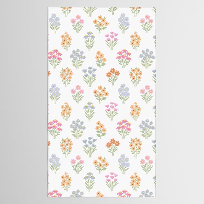 Delicate Hand-Drawn Pastel Floral Meadow Wildflowers  Tablecloth Gallery Image 2