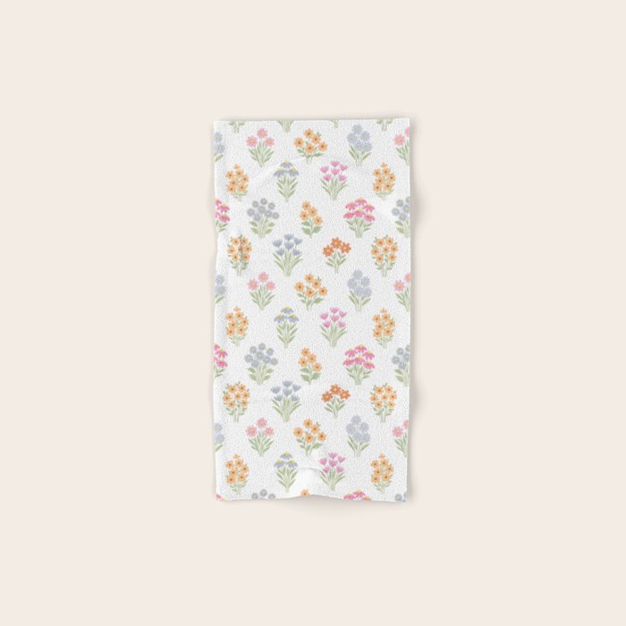 Delicate Hand-Drawn Pastel Floral Meadow Wildflowers  Bath Towel Gallery Image 1