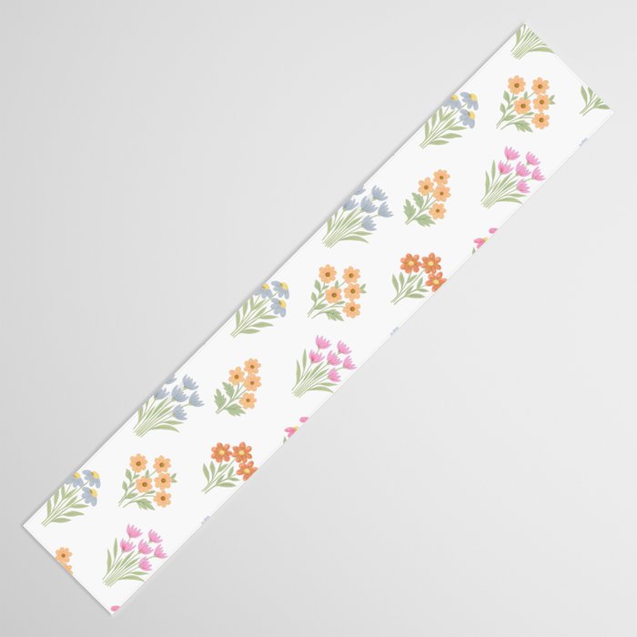 Delicate Hand-Drawn Pastel Floral Meadow Wildflowers  Table Runner Gallery Image 3