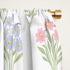Delicate Hand-Drawn Pastel Floral Meadow Wildflowers  Window Curtain Gallery Image 2