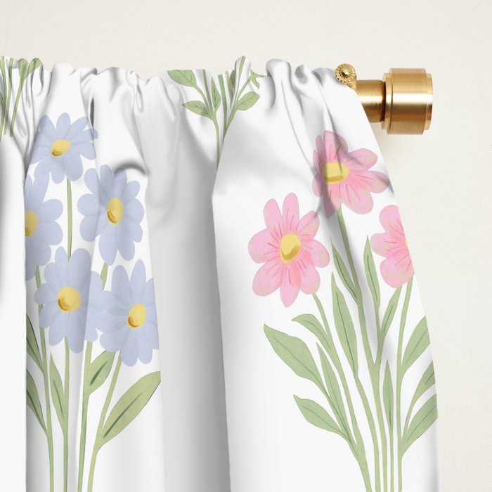 Delicate Hand-Drawn Pastel Floral Meadow Wildflowers  Window Curtain Gallery Image 2