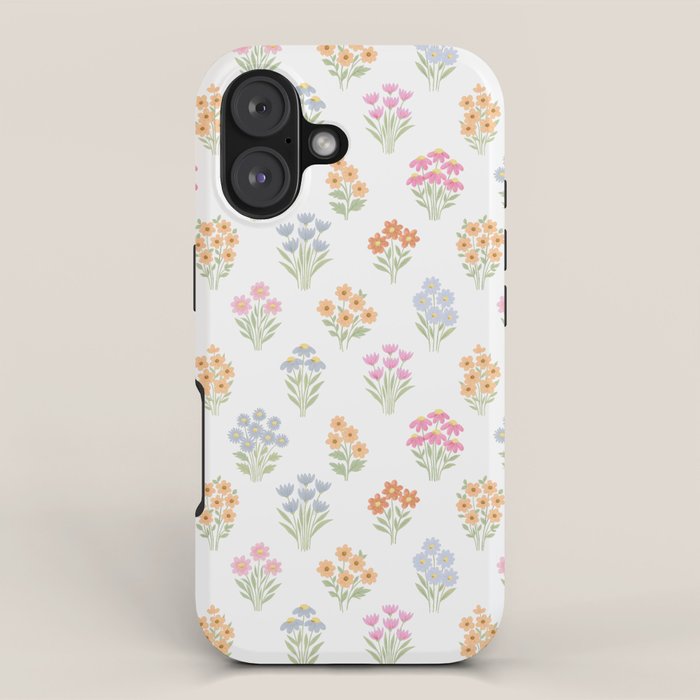 Delicate Hand-Drawn Pastel Floral Meadow Wildflowers  iPhone Case Gallery Image 1