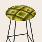 Retro 1970s Style Geometric Pattern in Gold Yellow and Avocado Green. Stool Gallery Image 2