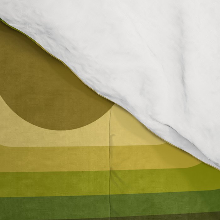 Retro 1970s Style Geometric Pattern in Gold Yellow and Avocado Green. Comforter Gallery Image 4