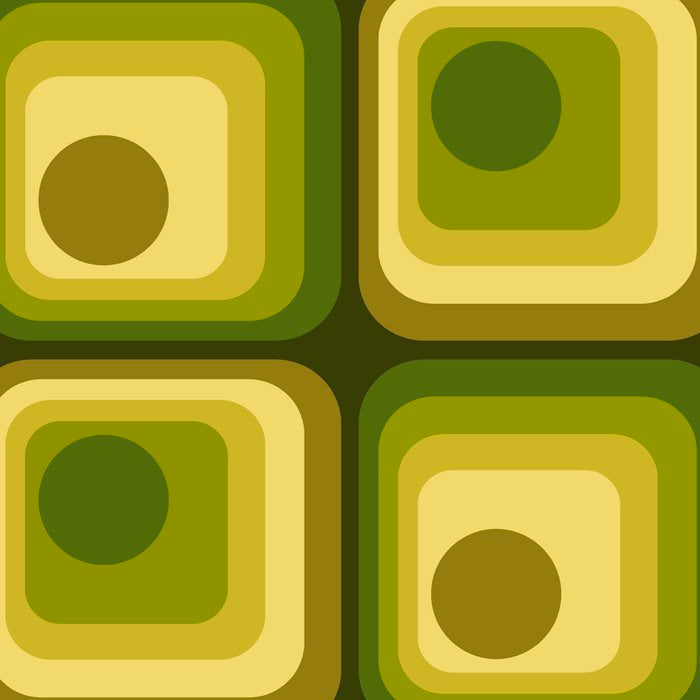 Retro 1970s Style Geometric Pattern in Gold Yellow and Avocado Green. Coffee Mug Gallery Image 2